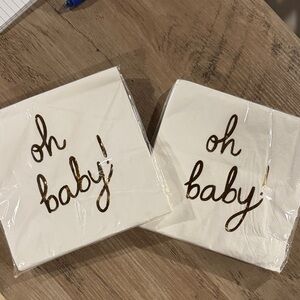 Oh Baby Gold and White Napkins Two 30 Count Packs
